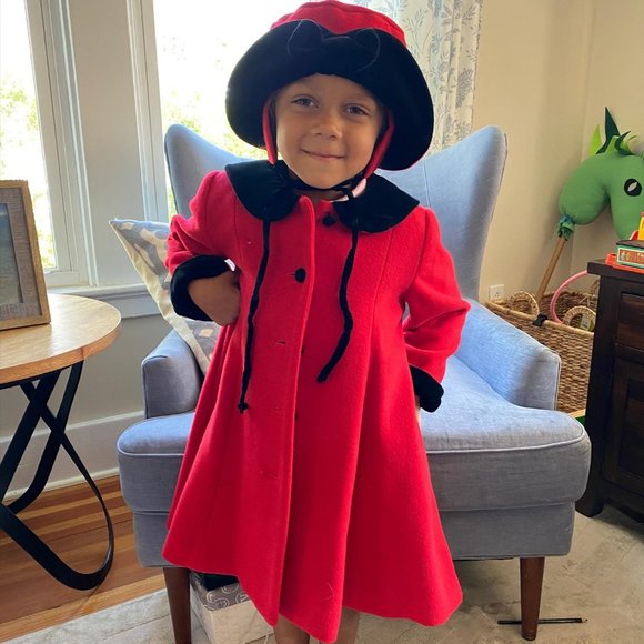 girls red dress coat